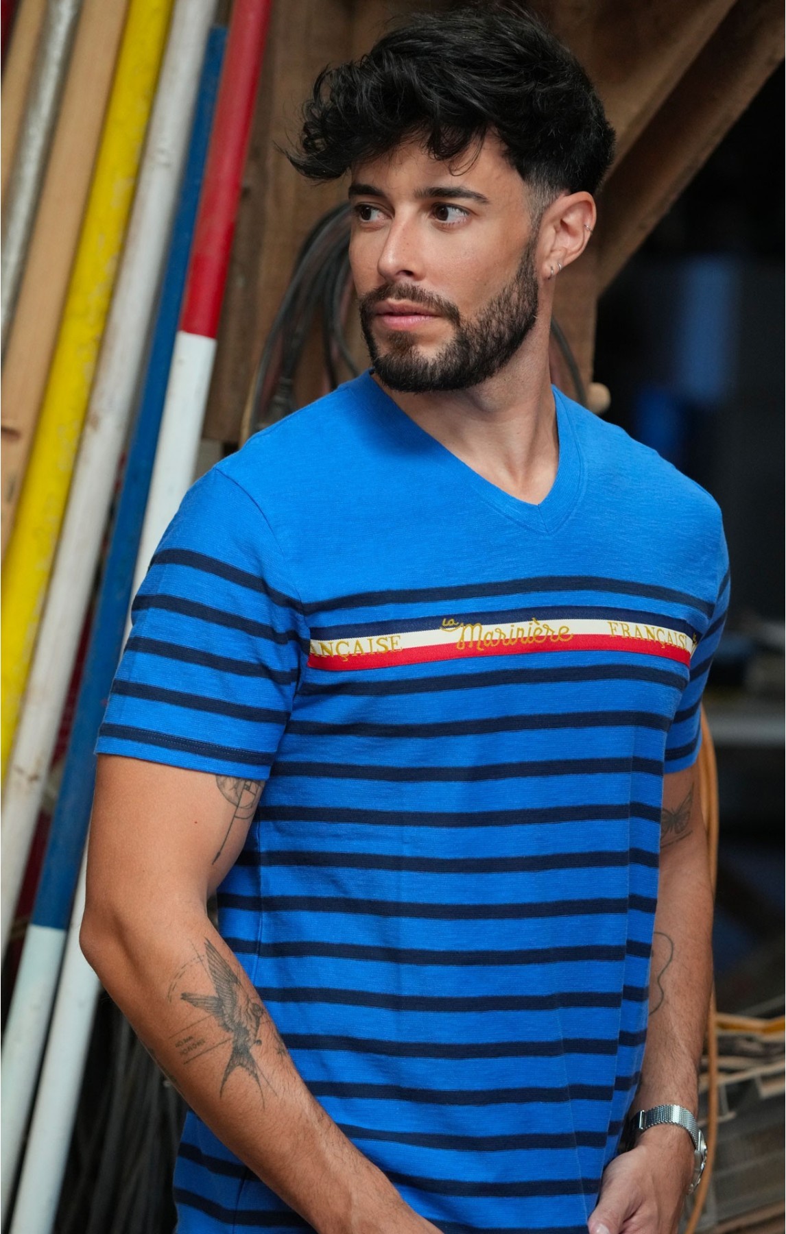 T-shirt homme GUILLAUME BLEU AZUR MARINE