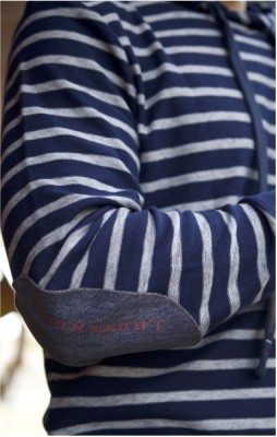 T-shirt manches longues à capuche homme ELIAS BIS MARINE ECRU