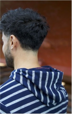 T-shirt manches longues à capuche homme ELIAS BIS MARINE ECRU