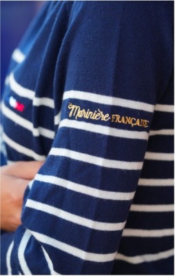 Pull 100% Laine femme ASSIA HOOD MARINE ECRU