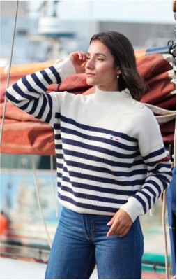Pull femme ROSANE MARINE ECRU