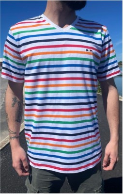 T-Shirt col V homme JULES BLANC MULTI 03